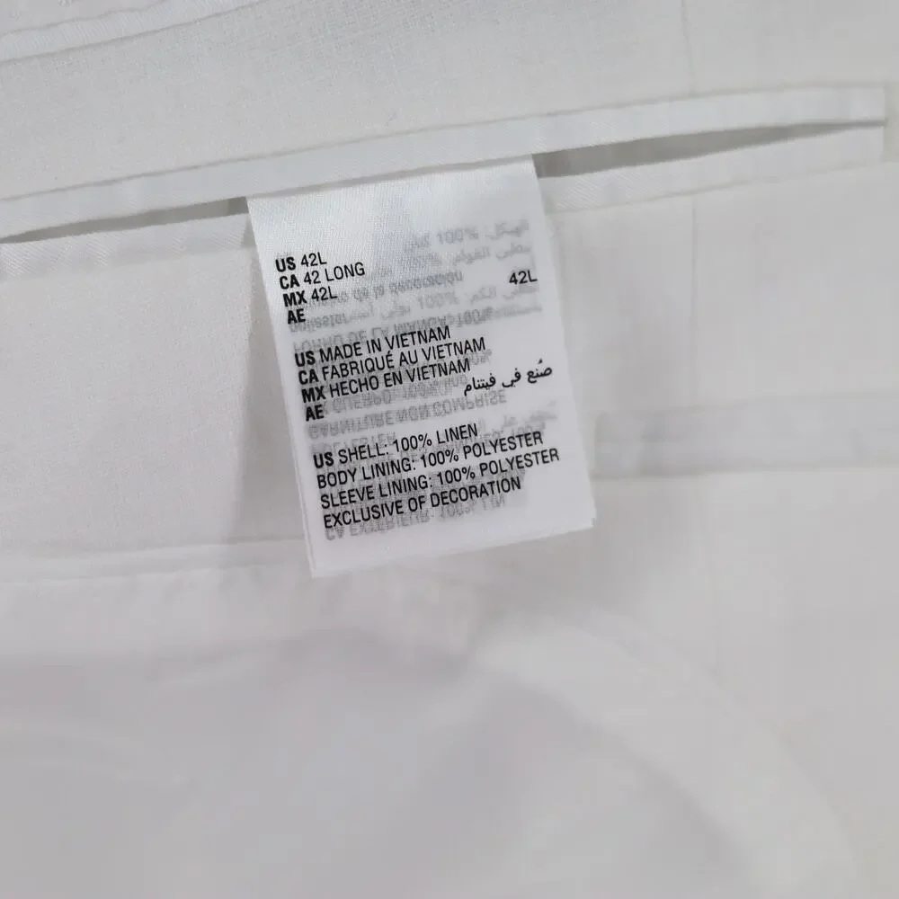 Bar III Men's White Linen Summer Casual Slim-Fit Formal Suit Jacket Size 42L